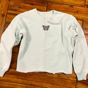 Hollister butterfly crew neck oversized crop sweater